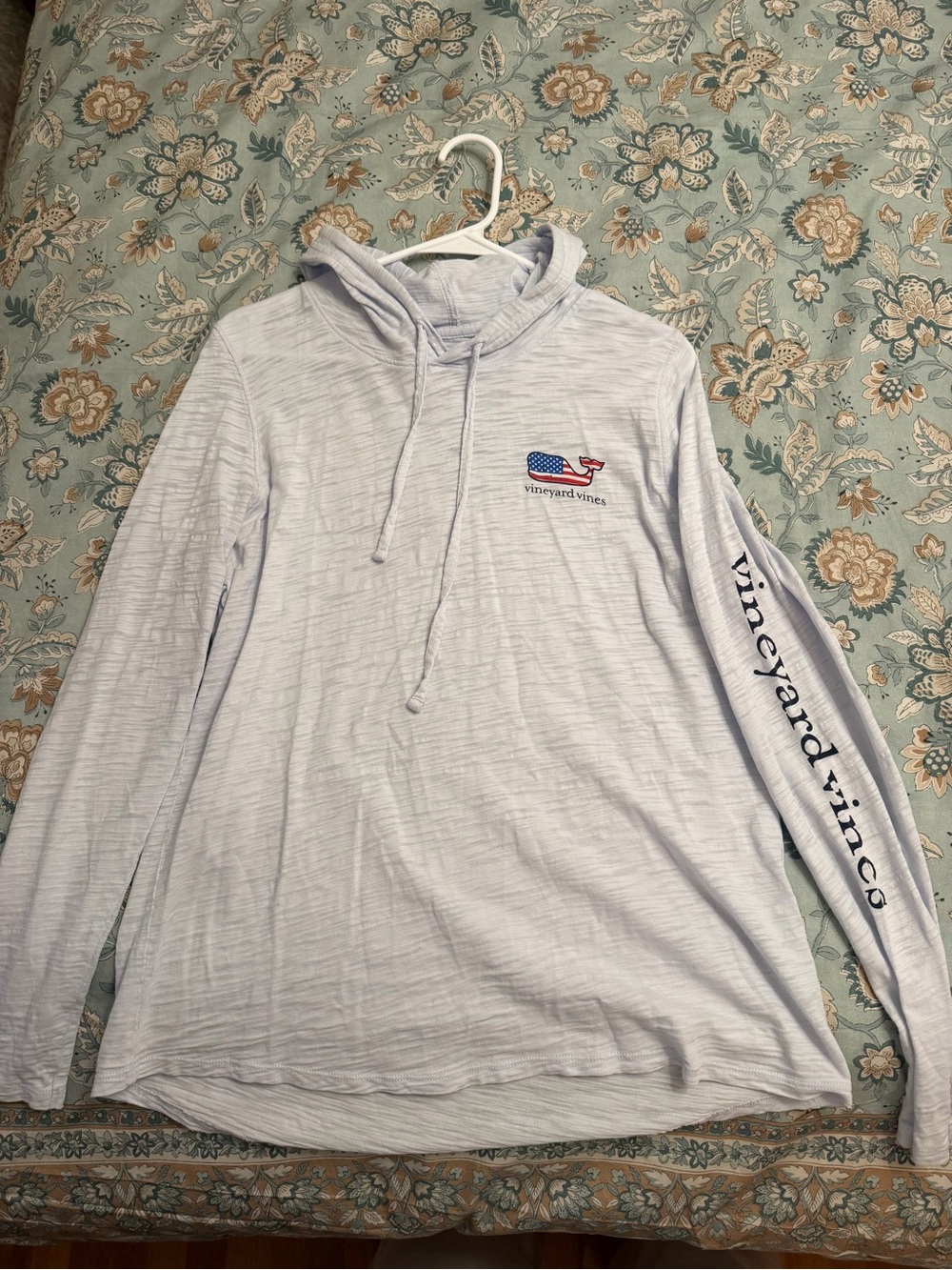 Vineyard Vines Light Heather Blue Hooded Long-Sleeve Top